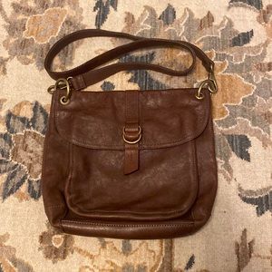 Brown Leather Fossil Purse Gold Hardware Crossbody